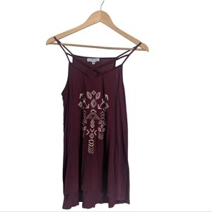 2/$15 Women's My Style Maroon/Red Embroidered/Boho Tank Top/Tunic- Sise Medium